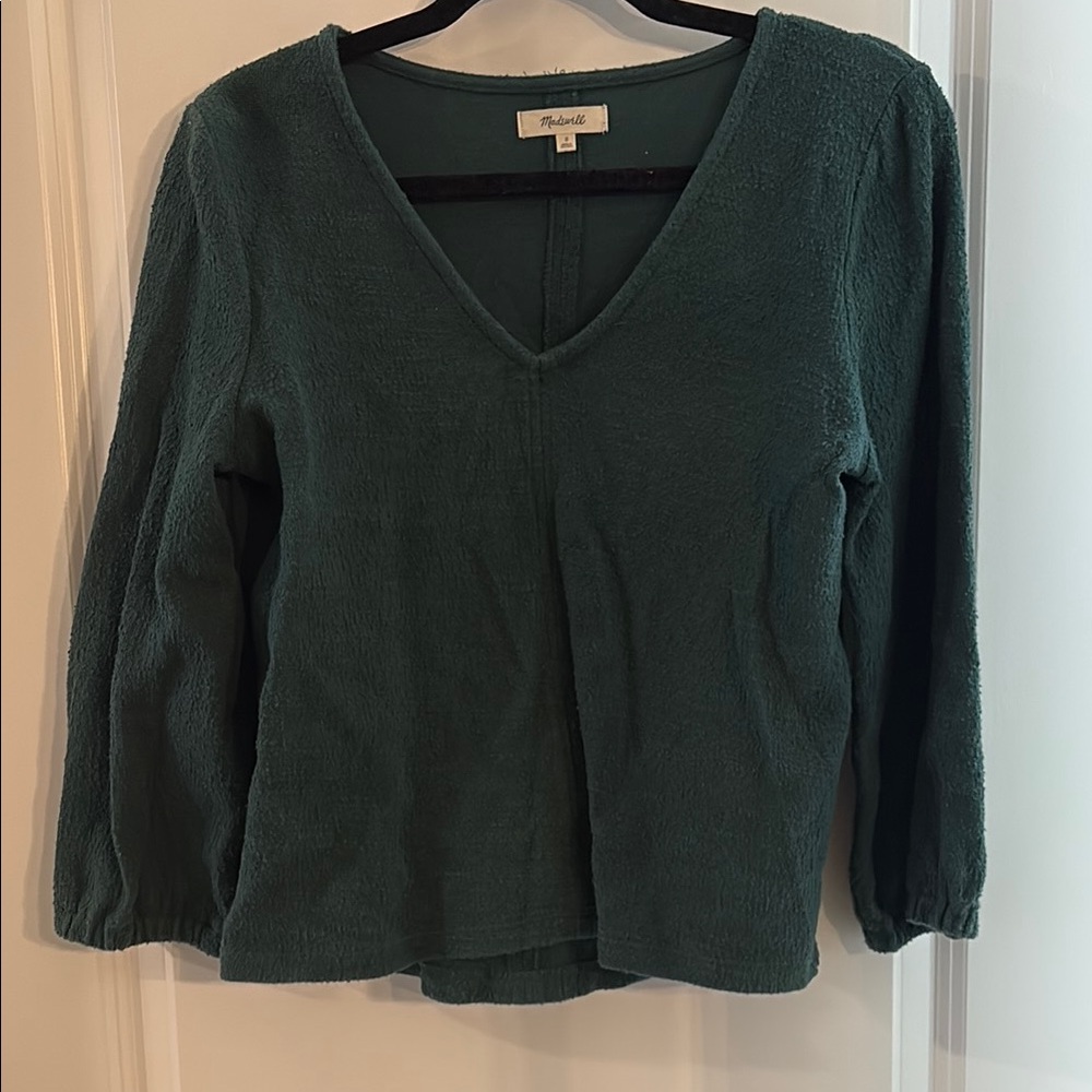 Hunter Green V-Neck Top